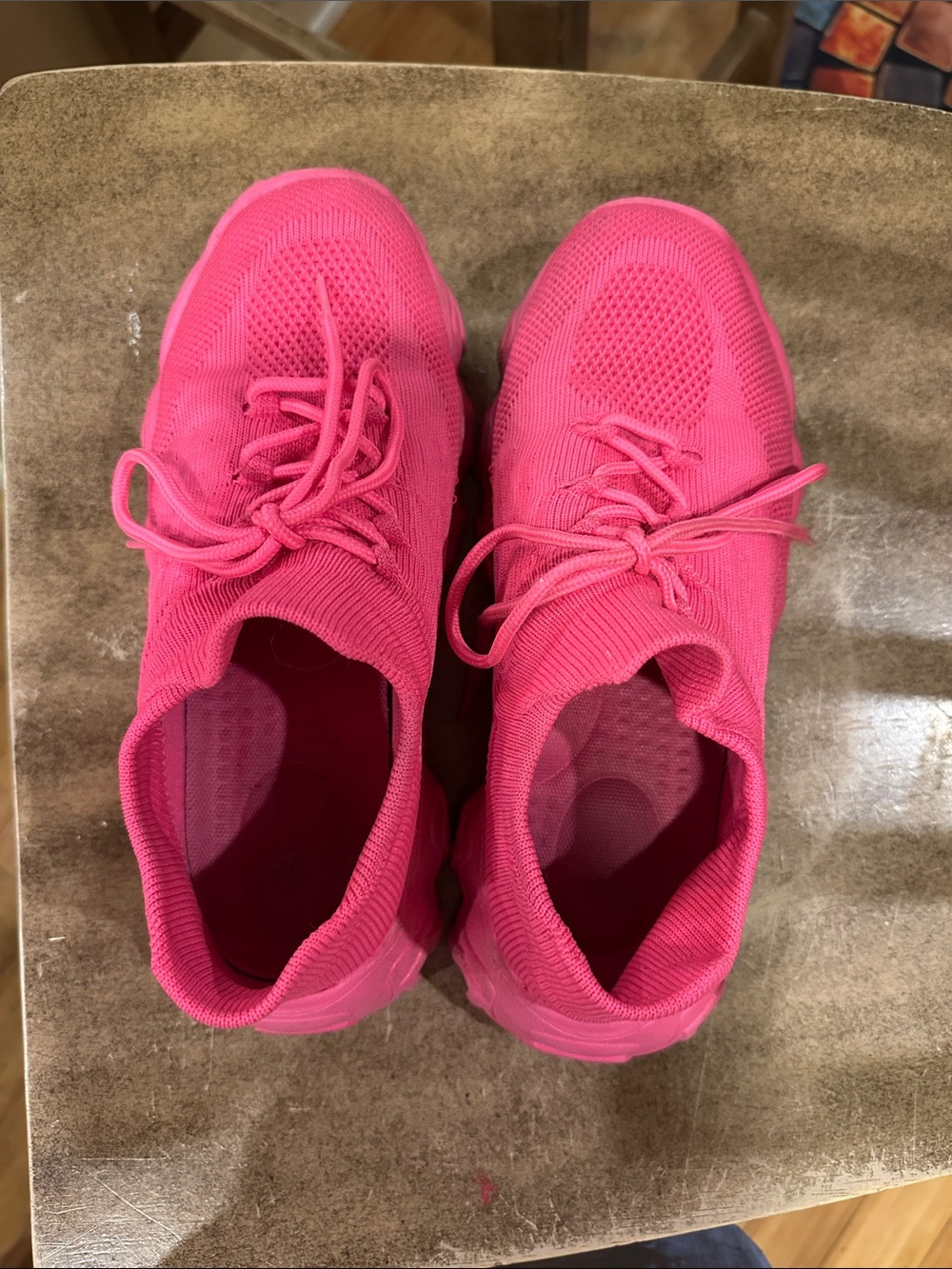 Women’s Hot Pink Knit Lace-Up Sneakers